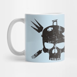 Skull with kettle grill hat and barbecue cutlery Mug